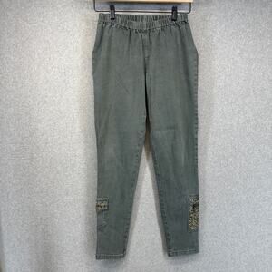 DG2 By Diane Gilman Jeans Womens Size PS Gray Pull On Studded Rhinestone Pockets